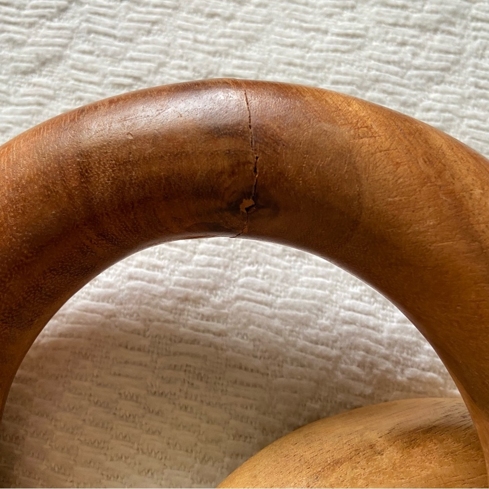 Three Oversized Intertwined Wood Rings Sculpture - Picture 12 of 12